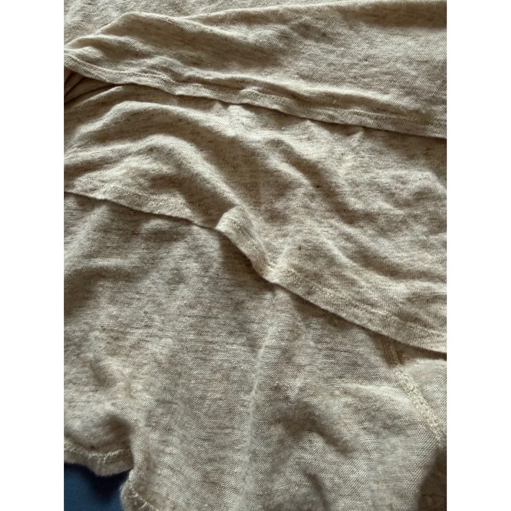 Athleta Womens Oatmeal Heather Linen Blend Layered Crossover High Low Tank Top S